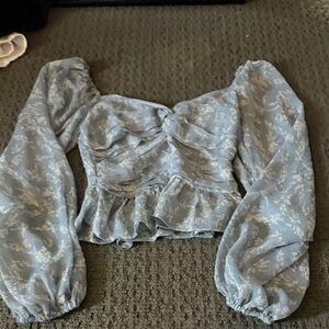 Altar'd State Light Blue Floral Blouse